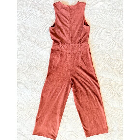 Anthropologie Chestnut Rust Faux Suede Jumpsuit Pockets Women's Size M - Picture 8 of 13